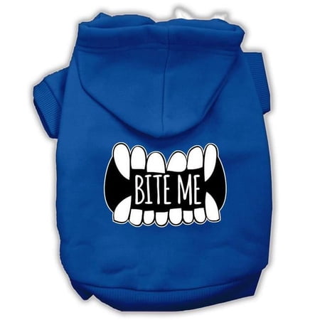 Bite Me Screenprint Dog Hoodie, Blue - Extra Small