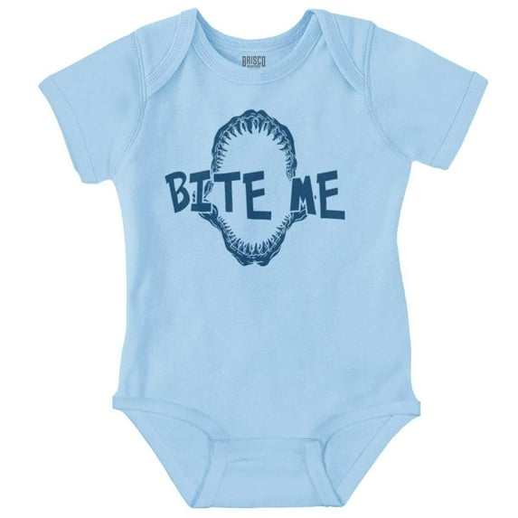 Bite Me Shark Funny Teething Baby Romper Boys or Girls Infant Baby Brisco Brands 12M