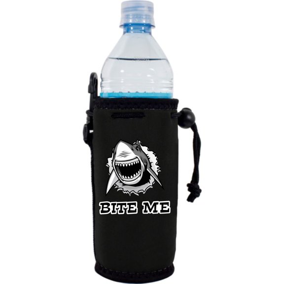 Bite Me Shark Neoprene Water Bottle Coolie (Black)