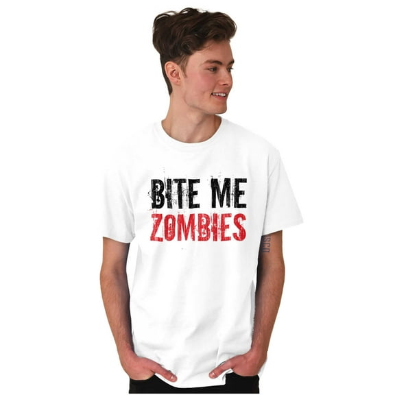 Bite Me Zombies Funny Quote Workout Men's Graphic T Shirt Tees Brisco Brands X