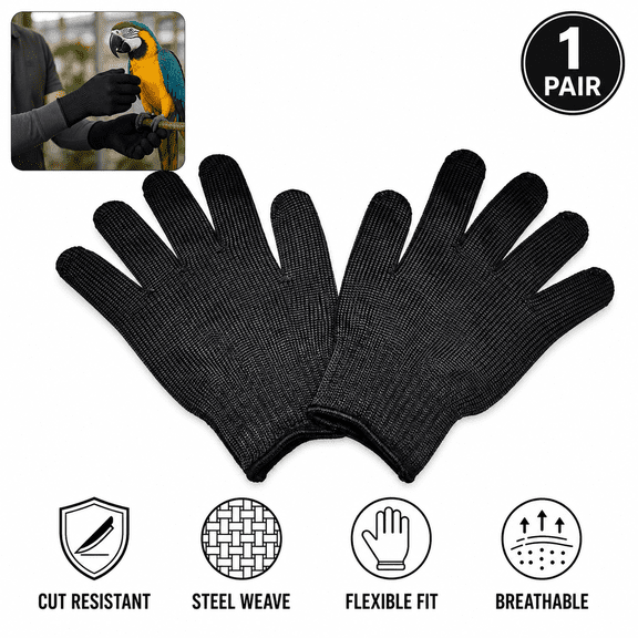 Bite Proof Animal Handling Gloves Cut Resistant Bird Training, Black