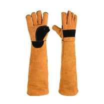 Bite Proof Glove Welding Gloves (1 Pair) 23.6 inches Leather Reinforced for Gardening Work Animal Handling Dog Cat Scratch (Yellow)