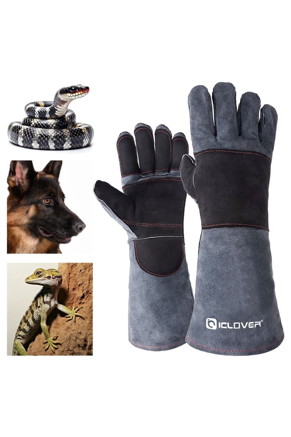 Bite Proof Gloves, 16 inch Durable Bie Resistant Protection Gloves Reinforced Leather Animal Handling Glovesfor Cat Dog Snake Reptile