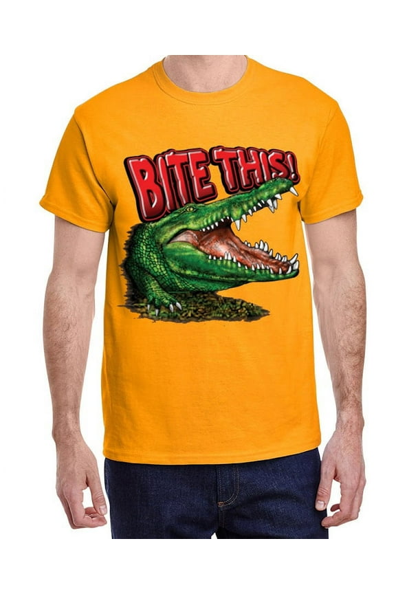 Bite This Funny Rude Florida Alligator Mens T-shirt Short Sleeve