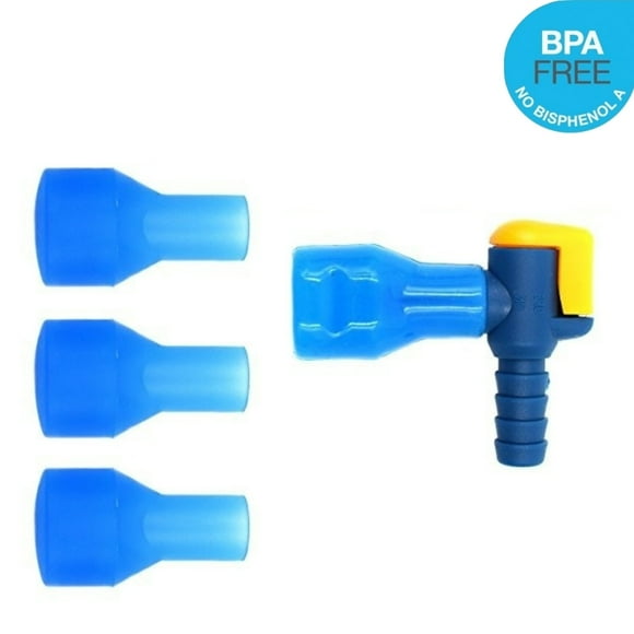 Bite Valve Replacement Mouthpiece for Hydration Pack Bladder, 90 Degree Shutoff Valve and 4 Mouth Pieces Compatible w/Water Backpack, Fit for Most Brands