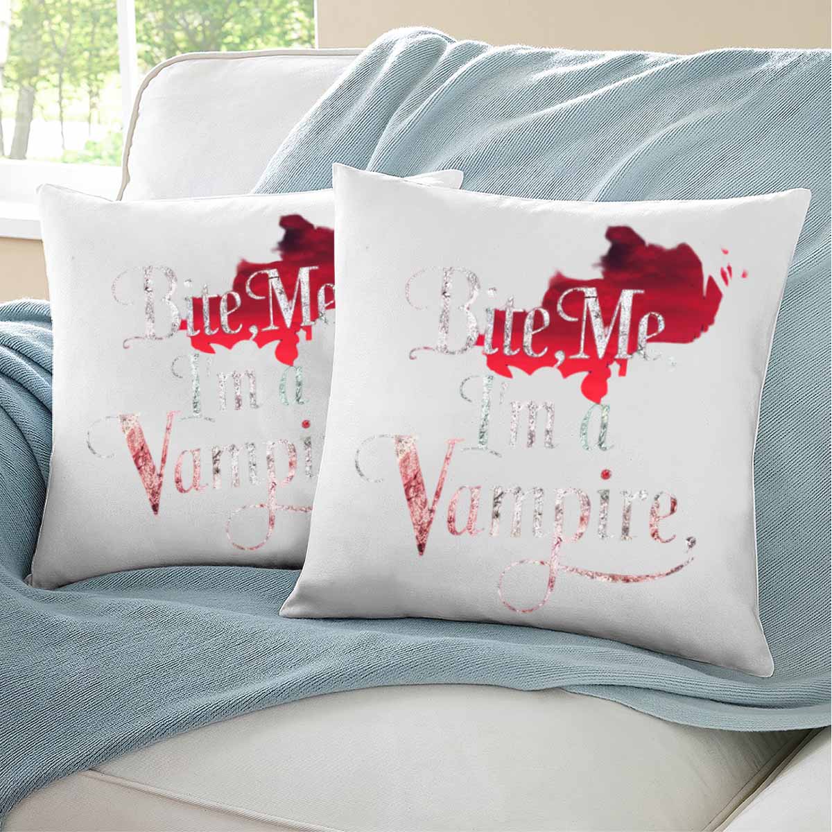 Bite me, I'm a vampire. For A Ghost Hunter Ghost Hunting Sweapillow case 2 Packs 18x18 in