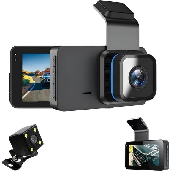 Biteblom Dashcam - HD Dash Cam with WiFi & GPS, Dual 4K Front & Rear Recording, 24/7 Parking Monitor, Night Vision, 1080P (1080P+480P+WiFi+GPS)