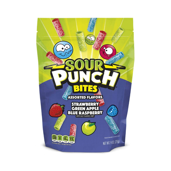 Bites, Blue Raspberry, Apple & Strawberry Flavors, Soft & Chewy Candy, 9oz Bag (12 Pack)