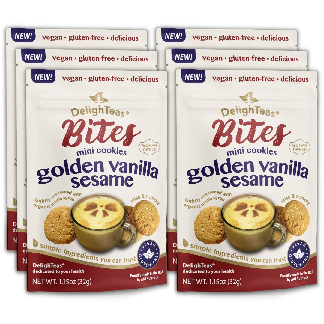 Bites Golden Vanilla Sesame Cookies Gluten Free, Vegan Healthy Snack