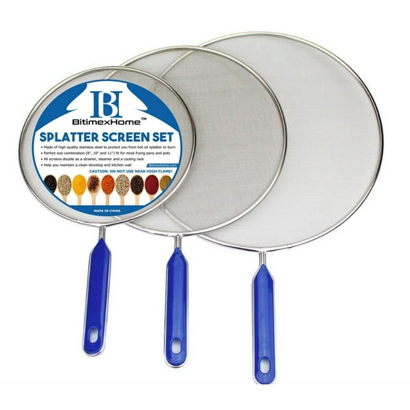 Bitimexhome Non-Stick Frying Pan Splatter Screen Steek Guard Set, 12 in