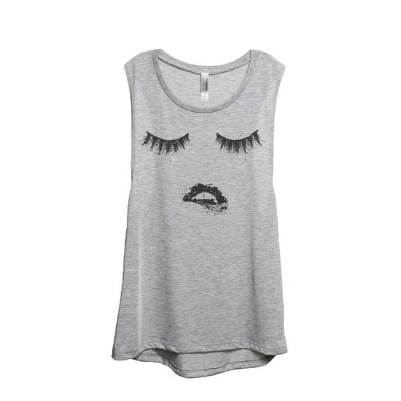 Biting Lips and Lashes Women's Fashion Sleeveless Muscle Workout Yoga Tank Top Sport Grey 2X-Large