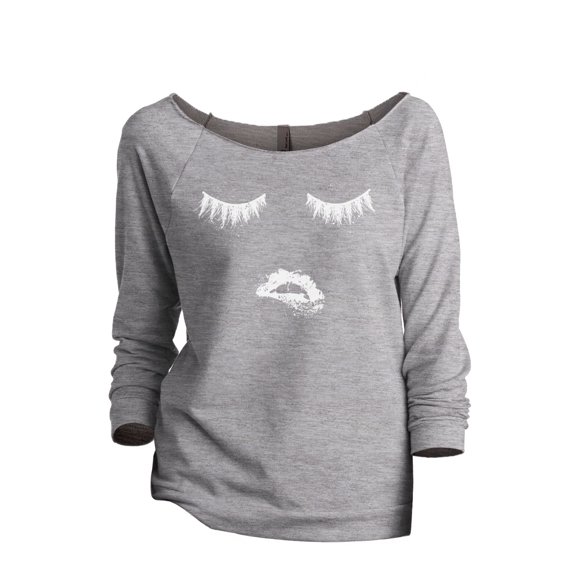 Biting Lips and Lashes Women's Fashion Slouchy 3/4 Sleeves Raglan Lightweight Sweatshirt Sport Grey X-Large