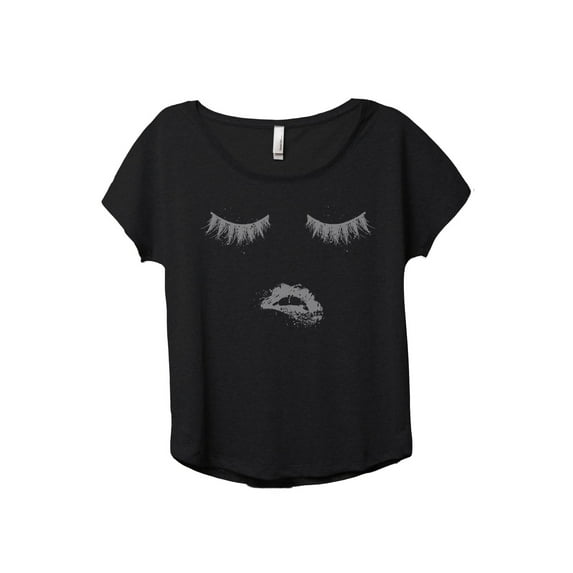 Biting Lips and Lashes Women's Fashion Slouchy Dolman T-Shirt Tee Heather Black Medium