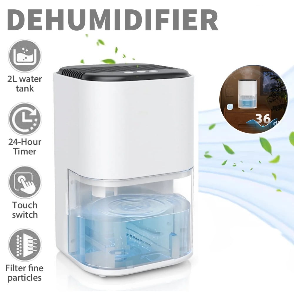 Bitiwend 2000ml Portable Dehumidifier, Auto Defrost, Ultra Quiet for Home Large Room Bathroom Garage,Auto Power Off,LED Indicator,clearance sales,White
