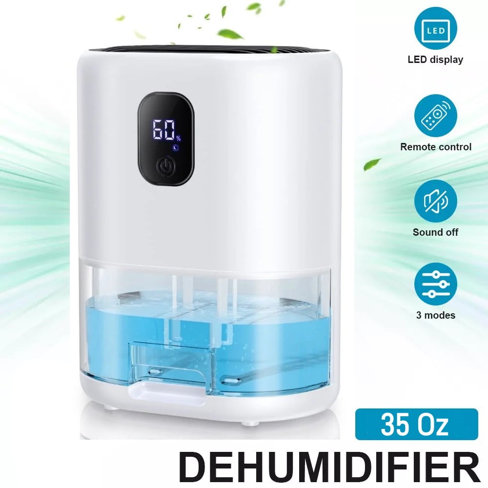 Bitiwend 35 OZ Portable Dehumidifier, Auto Defrost, Ultra Quiet for Home Large Room Bathroom Garage,Auto Power Off,LED Indicator,Xmas Gifts-White