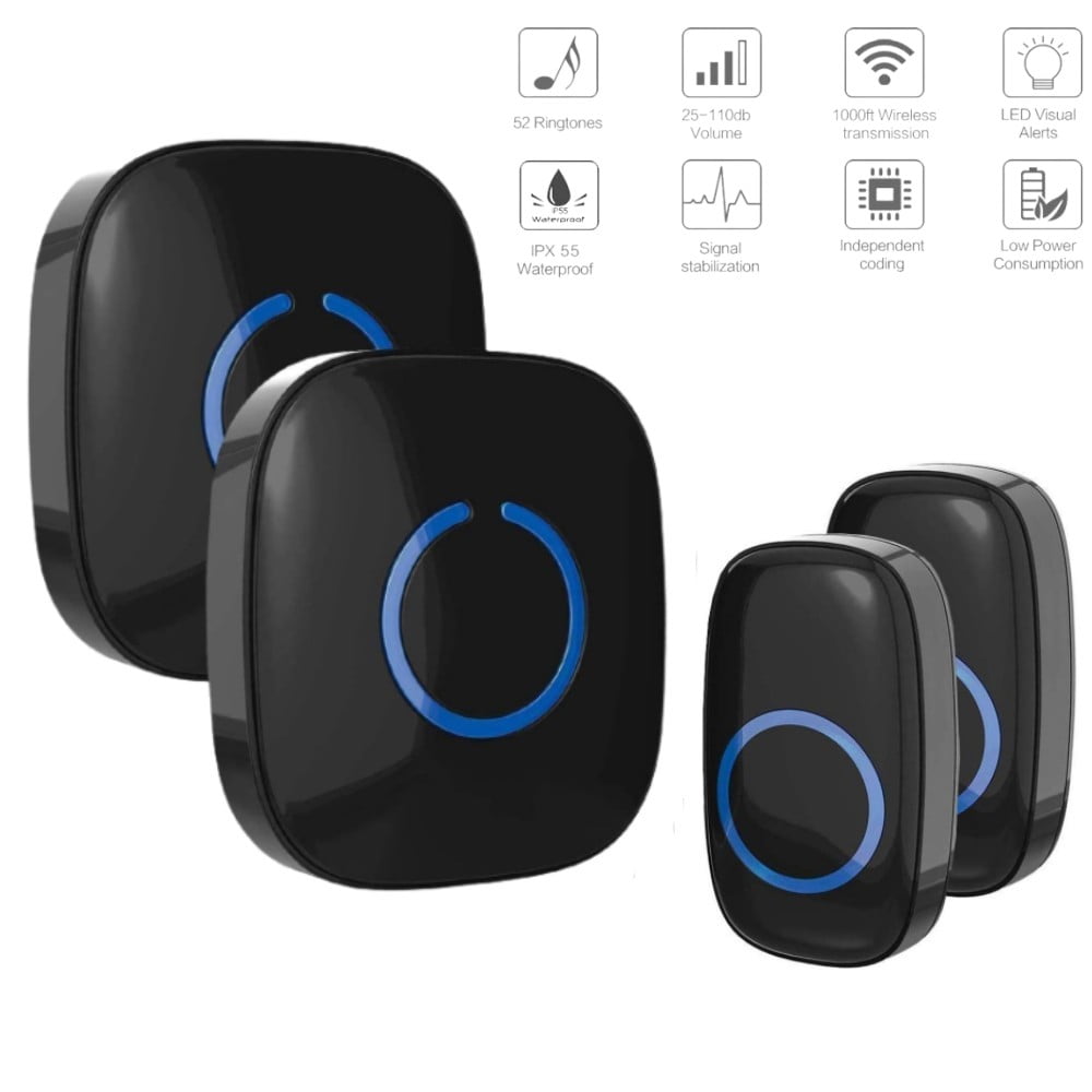 Bitiwend Electric Wireless Doorbells Chime for Home,Multi 2 Receivers 2 Buttons,58 Melodies Door