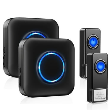 Bitiwend Electric Wireless Doorbells Chime for Home,Multi 2 Receivers 2 Buttons,58 Melodies Door bell, Black