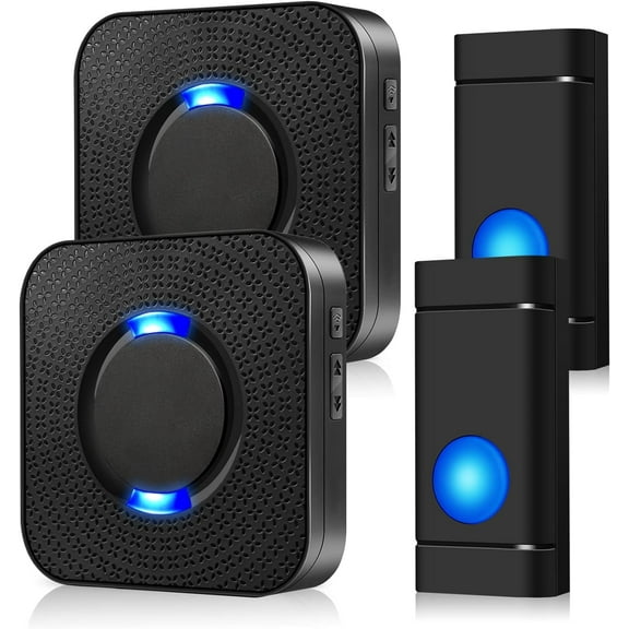 Bitiwend Wireless Doorbell, Waterproof Home Outdoor Bell with 58 Melodies and 5 Levels Adjustable Volume, Easy Install, 1300 -Foot Range,2 Buttons & 2 Receiver