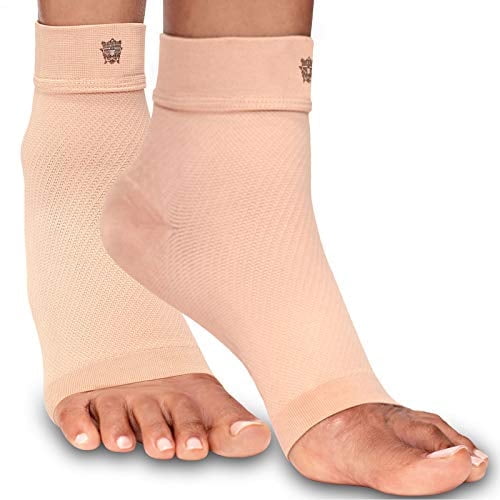 Bitly Plantar Fasciitis Compression Socks for Women & Men - Best Ankle Compression Sleeve, Nano Brace for Everyday Use - Provides Arch Support & Heel Pain Relief (Nude, Medium)