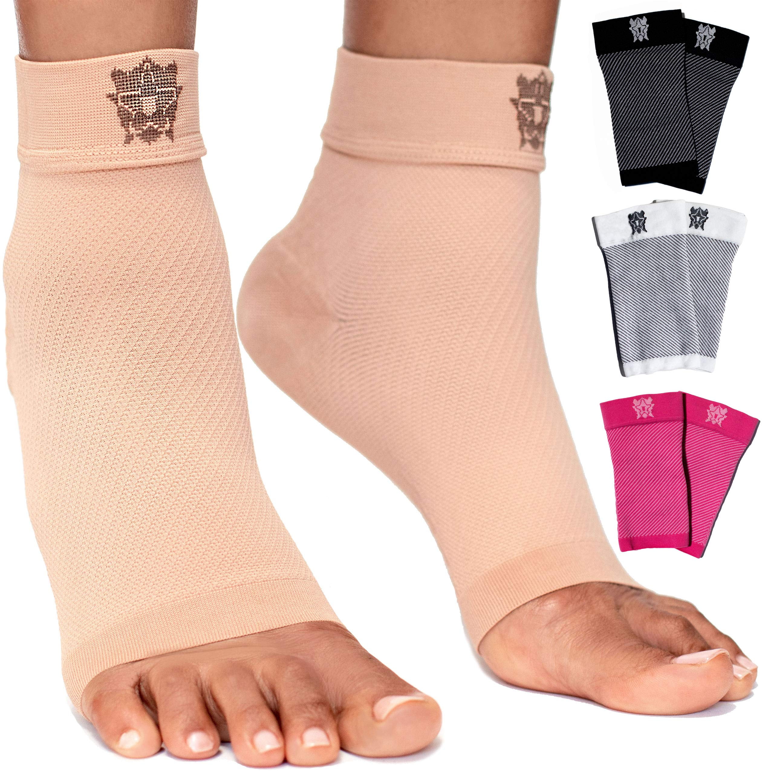 Bitly Plantar Fasciitis Socks Breathable All Day Wear Compression Foot Sleeves with Arch Support for Men and Women Nude X Large