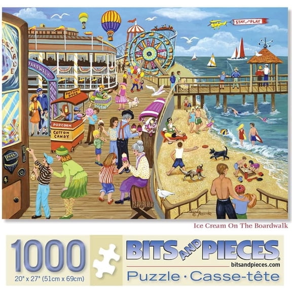 Bits and Pieces – 1000 Piece Jigsaw Puzzle for Adults – Ice Cream on The Boardwalk - Beach, Jersey Shore Jigsaw Puzzle, Completed Puzzle Size: 20" x 27"