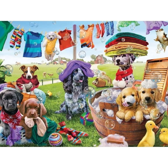 Bits and Pieces Jigsaw Puzzle Puppies Playing 300 Piece 18" x 24"