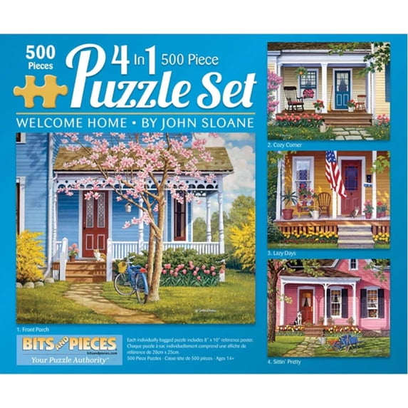 Bits And Pieces 4-in-1 Welcome Home Jigsaw Puzzle Set, 500 Pieces