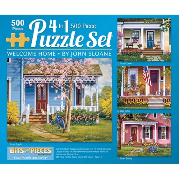 Bits And Pieces 4-in-1 Welcome Home Jigsaw Puzzle Set, 500 Pieces
