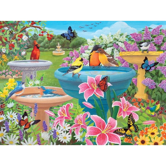Bits & Pieces 500‑PC Birdbath Haven Puzzle by Kathy Bambeck, 18×24in