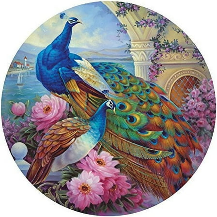 Bits and Pieces Jigsaw Puzzle Round Marvelous Garden Beautiful Peacocks by Oleg Gavrilov 500 Piece