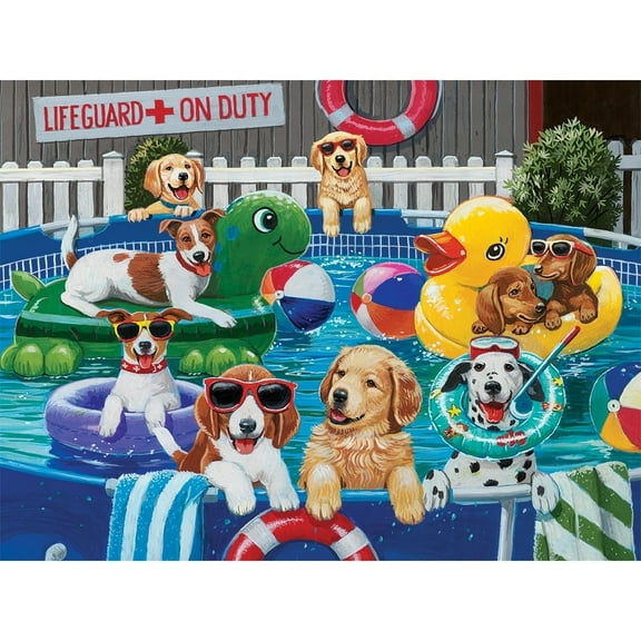 Bits And Pieces Summer Swimming Dog Jigsaw Puzzle 500-Piece For Adults 18 x 24 Inches