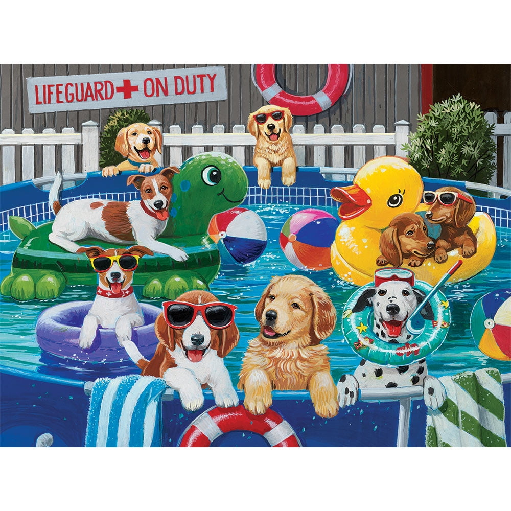 Bits And Pieces 500-Piece Summer Swimming Dog Jigsaw Puzzle For Adults, 18 x 24 Inches