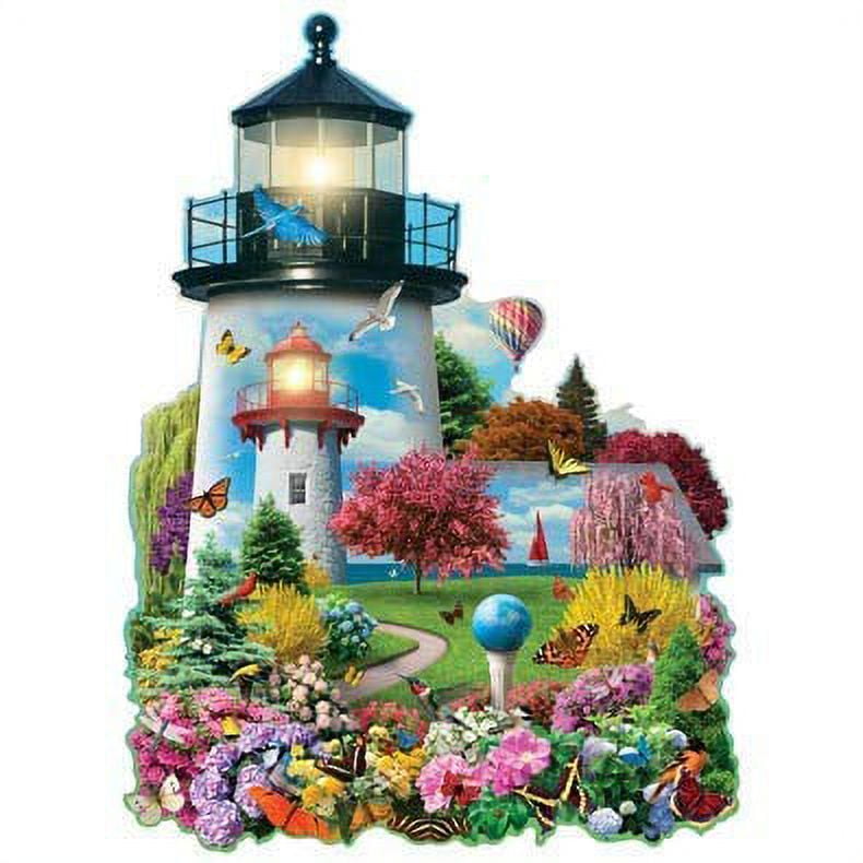 Bits And Pieces 750 Piece Shaped Jigsaw Puzzle For Adults 20 X 27A Lighthouse Garden 750 Pc