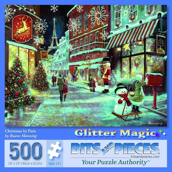 Bits And Pieces Christmas In Paris Glitter Jigsaw Puzzle 500 Piece 18" x 24"