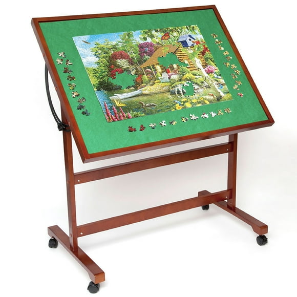 Bits And Pieces Foldable Tilting Adjustable Puzzle Table - 40 Degree Standing Desk with Collapsible Cover and Wheels