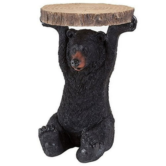 Bits And Pieces Realistic Bear Sculpture Polyresin and Hand Painted Round End Table, Natural