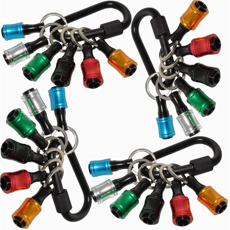 FACAINCXS Bit Holder Keychain - 3 Set 1/4" Hex Shank Extension Bars, Portable Drill Screwdriver Bit Organizer
