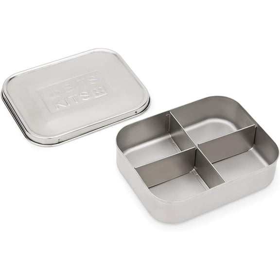 Bits Kits 20802 Stainless Steel Bento Box Lunch and Snack Container for Kids and Adults, 4 Sections