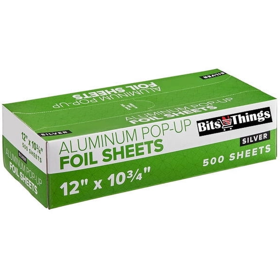 Bits N Things Insulated Foil Sandwich Wrap Sheets | 10 3/4" x 12" Food Service Interfolded Pop-Up Sheets - Pack of 500