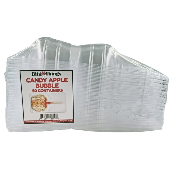 Bits N Things Clear Large Candied Apple Bubble Containers Boxes 50 Pack - Great for Standard and Large Size Apples