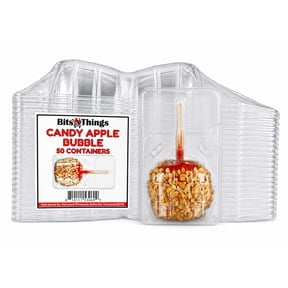 Clear Candied Apple Bubble Containers 50 Pack - Candy Apple Packaging - Caramel Apples, Candy Apples & Gourmet Treats - Food-Safe Clear Clamshell Containers - Bits N Things