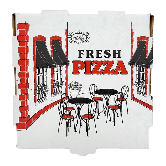 Bits N Things Corrugated B-Flute Pizza Box | 10 Count | (White w/Design, 7" x 7" x 2")