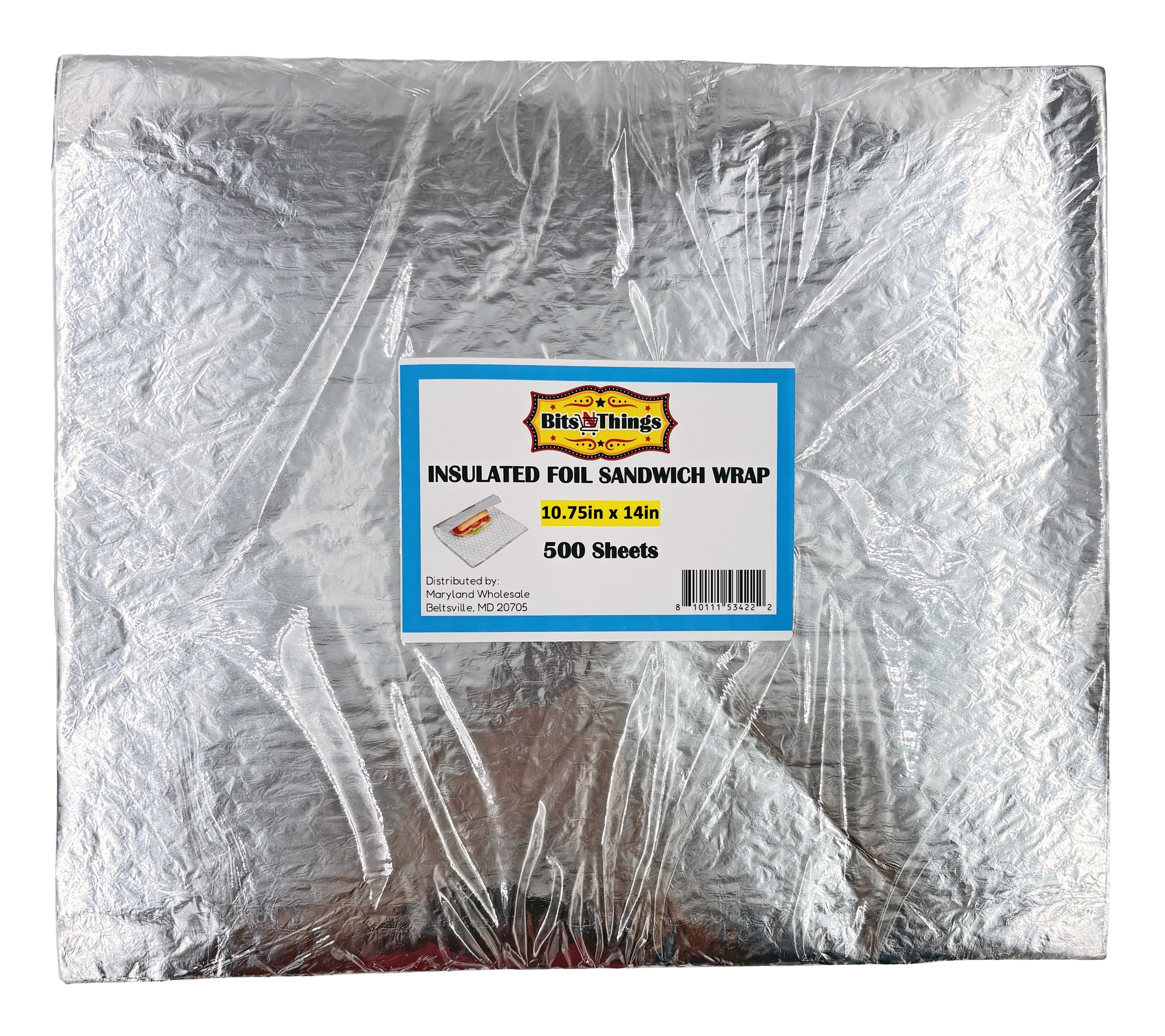 Bits N Things Insulated Foil Sandwich Wrap Sheets | 10 3/4" x 14" - Pack of 500
