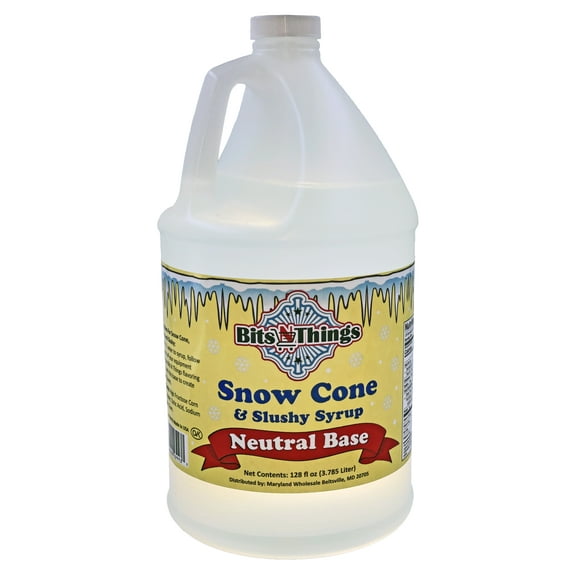 Bits N Things Neutral Base Syrup | Snow Cone, Slushy & Granita | Kosher | Made In America | 1 Gallon
