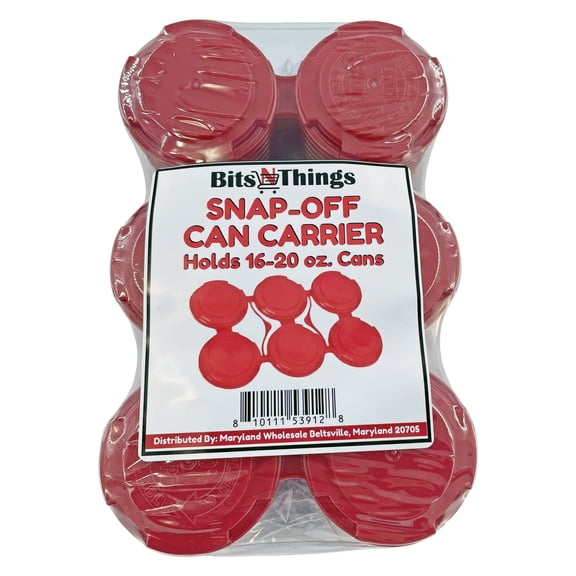 Bits N Things Snap Off Reusable Beer Can Holder/Carrier Pack | 100% Recycled Plastic | 12 oz. or 16 oz. Can | USA Made | Brewery Homebrewing Beverage Canner - Pack of 20 (Red Six Can)