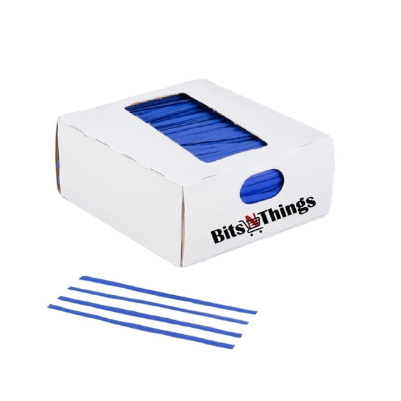 Bits N Things Twist Ties for Bags | Bulk 2000 Pack with Dispenser Box | 4" Coated Wire Ties Reusable Bread (Blue)