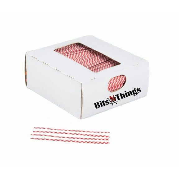 Bits N Things Twist Ties for Bags | Bulk 2000 Pack with Dispenser Box | 4" Coated Wire Ties Reusable Bread (Red & White)