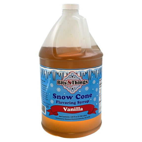 Bits N Things Vanilla Snow Cone Syrup | Slushy & Granita | Kosher | Made In America | 1 Gallon