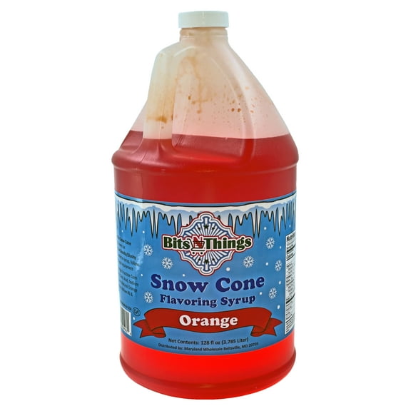 Bits N Things Orange Snow Cone Syrup | Slushy & Granita | Kosher | Made In America | 1 Gallon