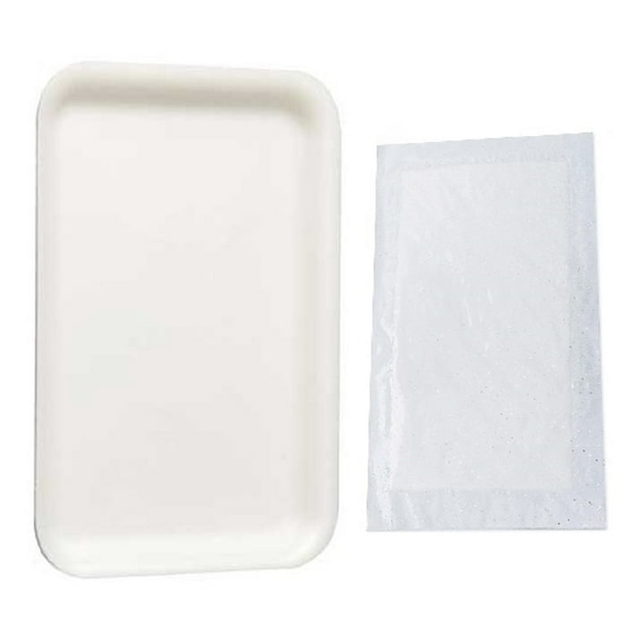 Bits N Things White Foam Trays with Absorbent Pads, Disposable Standard